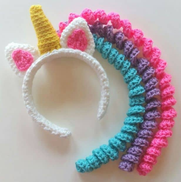 Crochet Unicorn Mane Headband Free Pattern