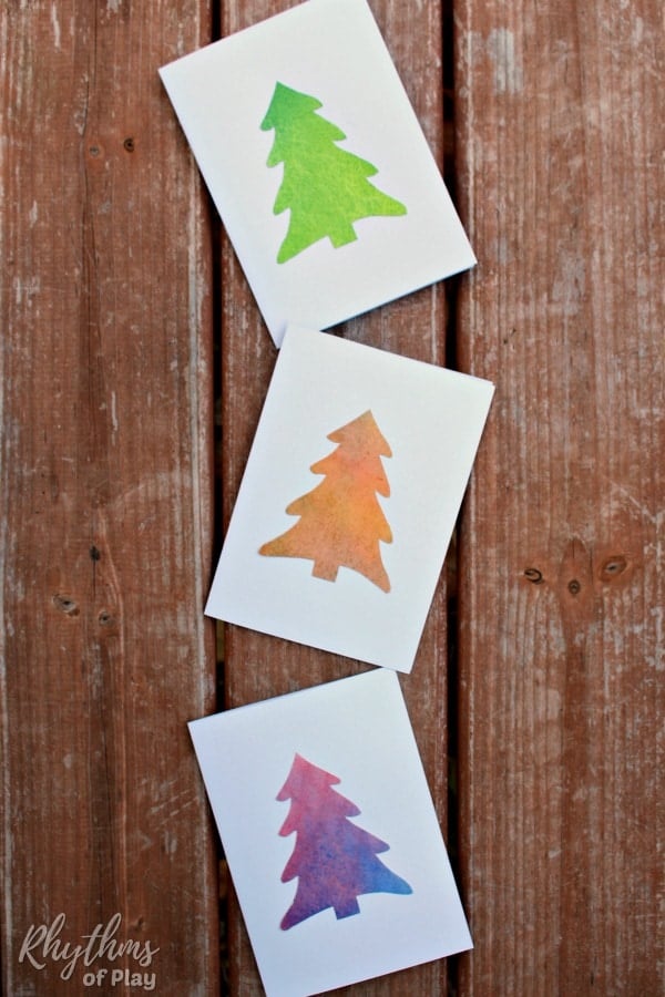 Watercolor Christmas Tree Cards Pin7