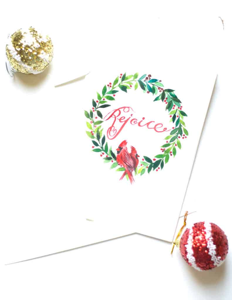 watercolor christmas wreath greeting card 9
