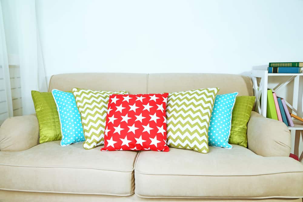 decorative pillows on couch in livvingroom