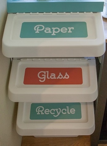 Organized plastic bins for trash 1