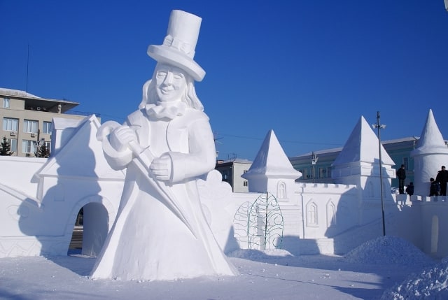Snow Sculpture of a Wizard
