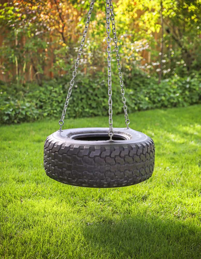 An old rubber tire swing