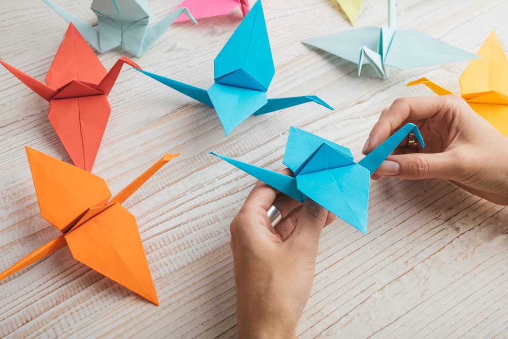 Colorful paper bird origami