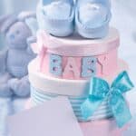 Little baby booties and gift boxes