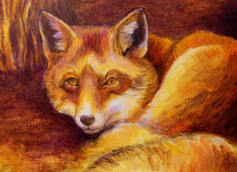 Monochromatic fox painting