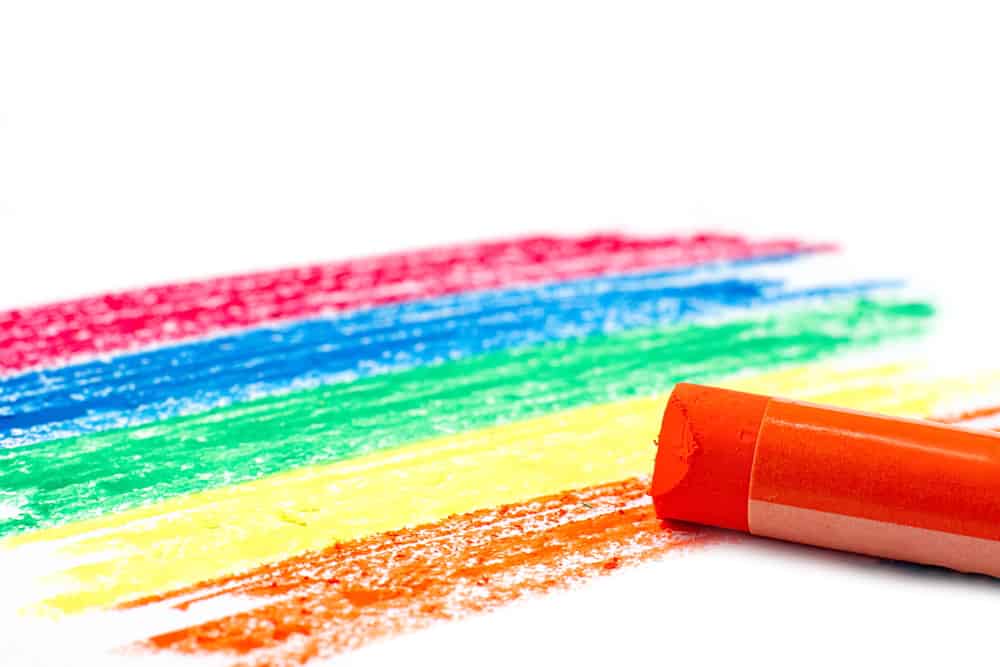 Types of Paint for Art 4 Rainbow color pattern and orange oil pastel