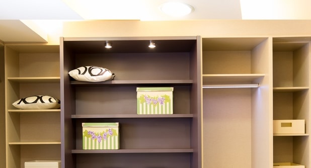bookshelf as closet organizer