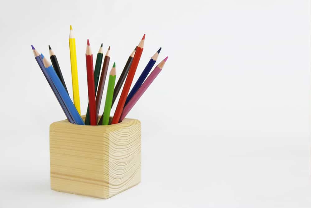 pencils for drawing in a wooden block