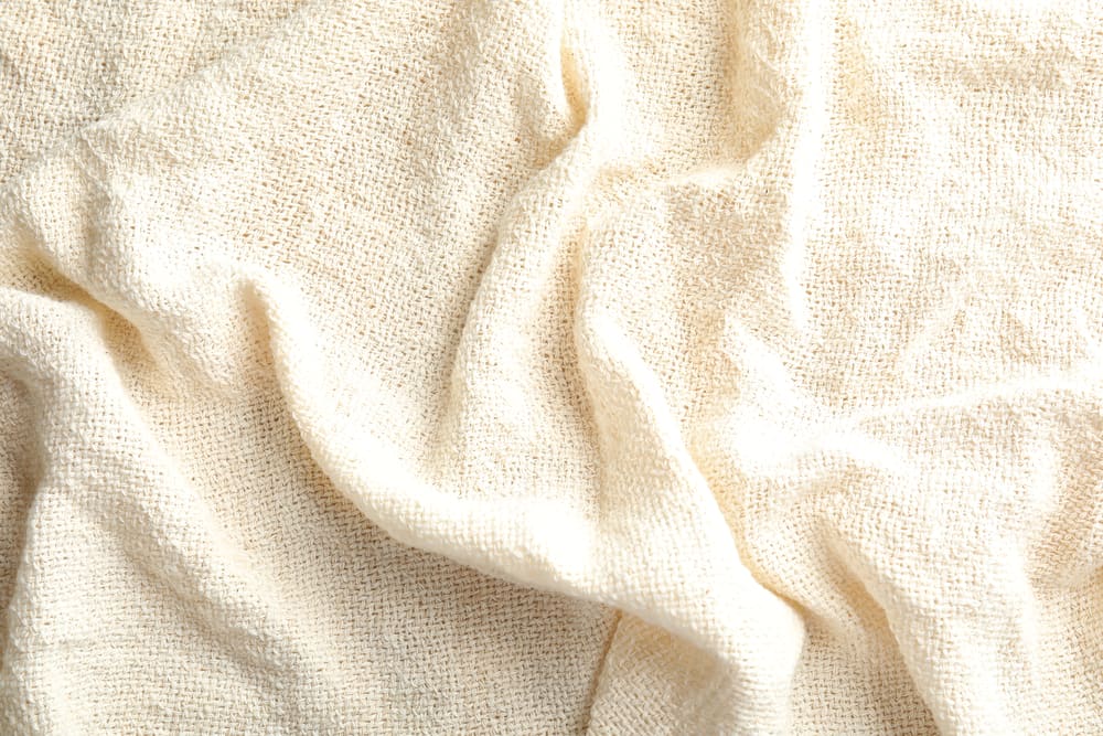 Closeup view of light natural hemp cloth